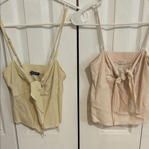 2 cute tank tops- Brandy Melville -light yellow and pale pink  tie front